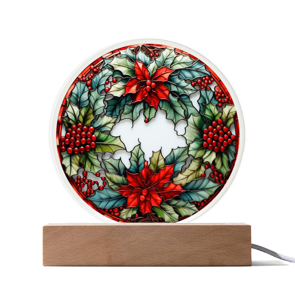 Christmas Wreath Stained Glass Acrylic Plaque