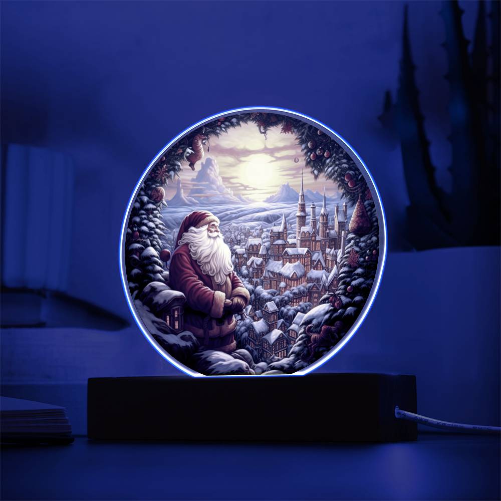 Santa and Town Acrylic Plaque