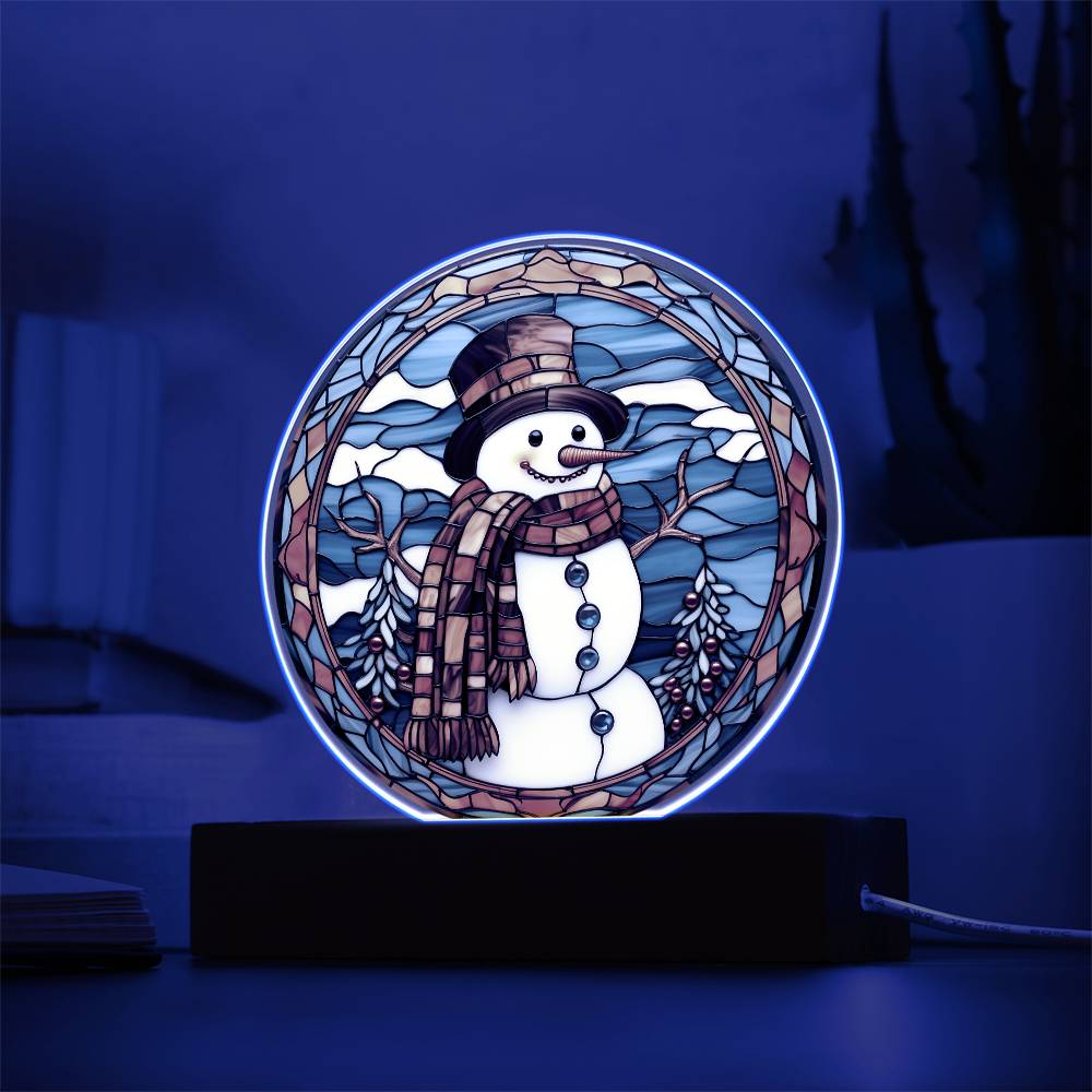 Stained Glass Snowman Acrylic Plaque