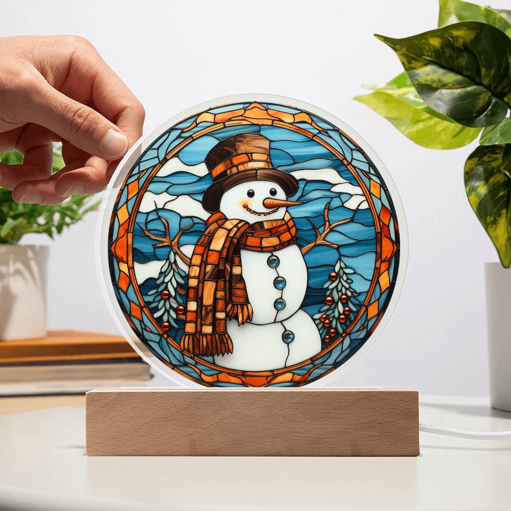 Stained Glass Snowman Acrylic Plaque