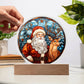 Santa and Reindeer Stained Glass Acrylic Plaque