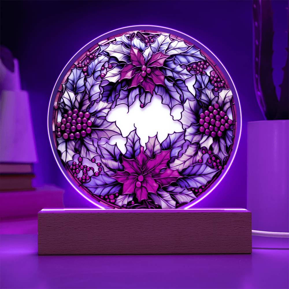 Christmas Wreath Stained Glass Acrylic Plaque