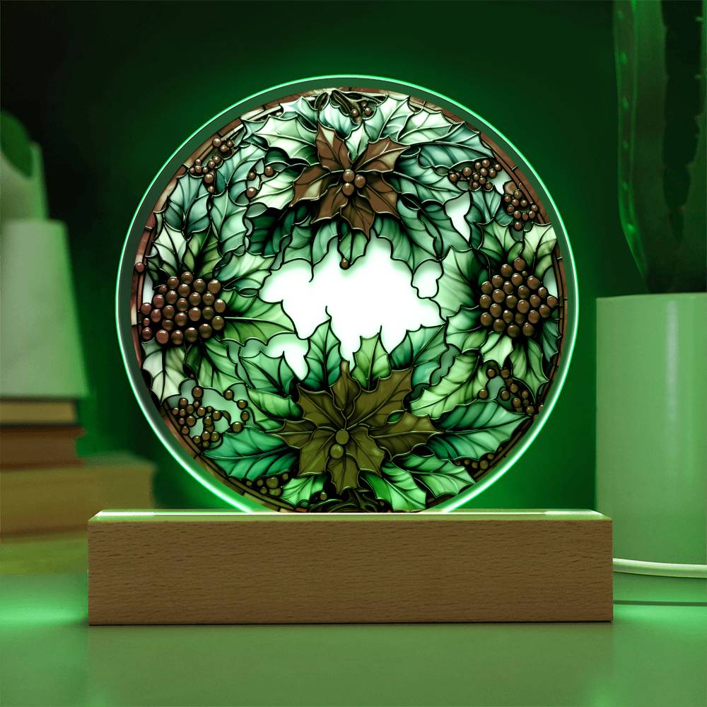 Christmas Wreath Stained Glass Acrylic Plaque