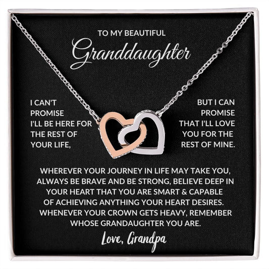 My Beautiful Granddaughter | Interlocking Hearts Necklace | I can't promise to be here | Granddaugther Gift | Birthday | Graduation