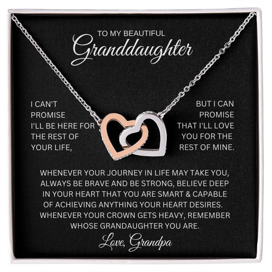My Beautiful Granddaughter | I Can't Promise to Be Here | Interlocking Hearts Necklace | Gift for Granddaughter | Birthday Gift