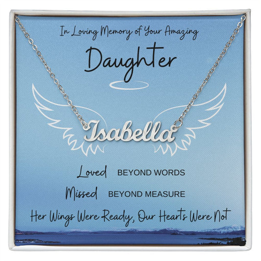Loss of Daughter Gift Necklace | Sympathy Loss of Daughter | Personalized Name Necklace | Her Wings Were Ready