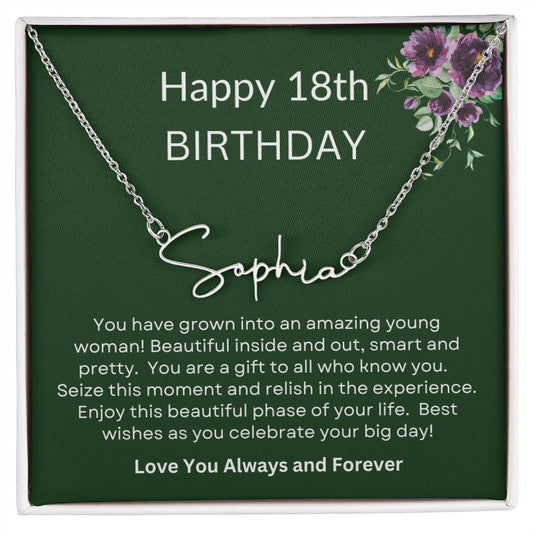 18th Birthday | Signature Name Necklace | Birthday gift | Gift for Her